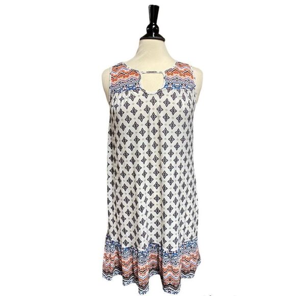 Fever Blue Multi Sleeveless Baby Doll Dress Size Small - Picture 1 of 7
